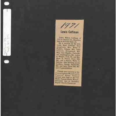 Lewis Coffman's Obituary