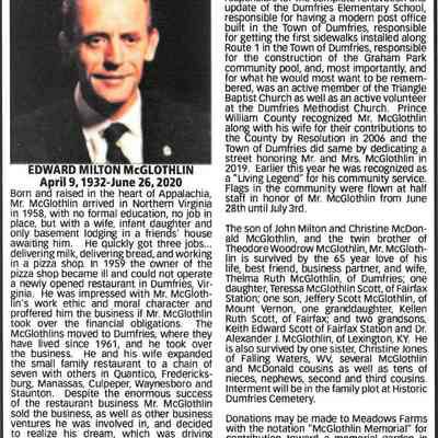 Edward Milton McGlothlin's Obituary