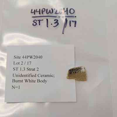 Unidentified Ceramic; Burt White Body