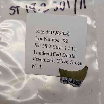 Unidentified Bottle Fragment; Olive Green