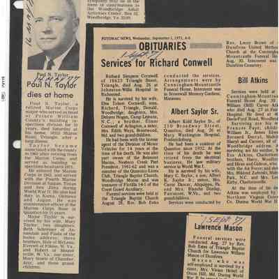 Obituaries of Richard Cornwell, Paul N. Taylor, Albert Saylor Sr., Bill Atkins and Lawrence Mason
