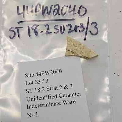 Unidentified Ceramic; Indeterminate Ware