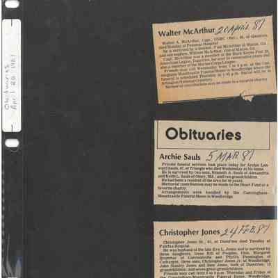 Obituaries of Archie Sauls, Walter McArthur and Christopter Jones
