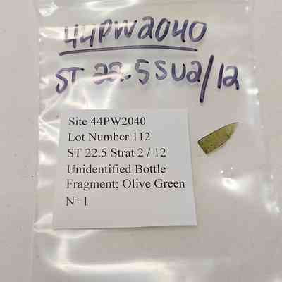 Unidentified Bottle Fragment; Olive Green
