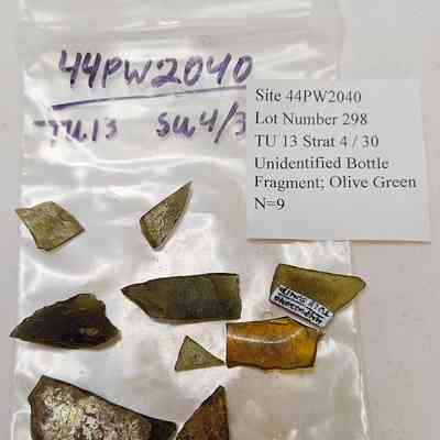 Unidentified Bottle Fragment; Olive Green