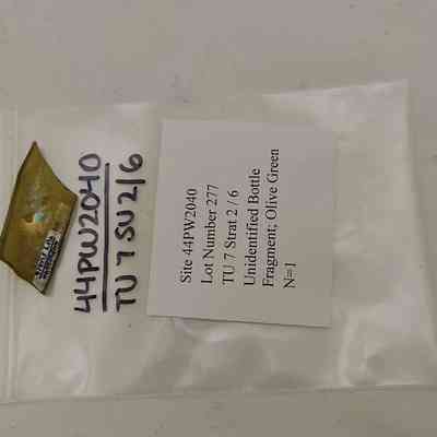 Unidentified Bottle Fragment; Olive Green