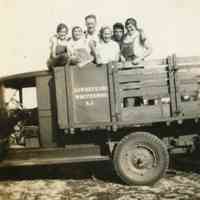 Truck with Edie King, Evelyn Cyples, and others