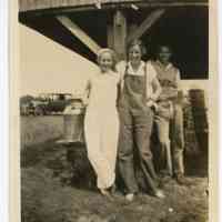 Edie King on left, standing with Evelyn Eyples and unknown person