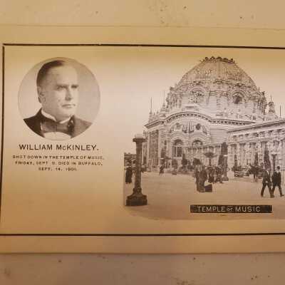 Black and White Postcard of McKinley and the Temple of Music