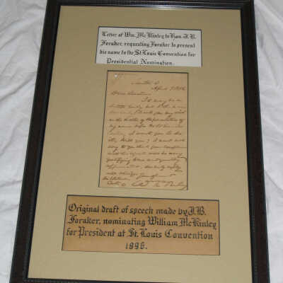 Letter from McKinley to Foraker