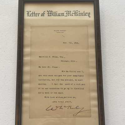 Letter to Melville Stone from McKinley