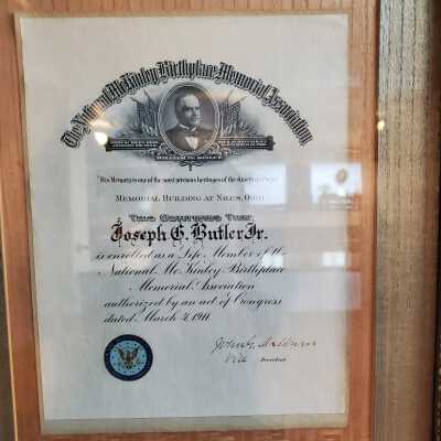 Joseph Butler's certificate of lifetime membership