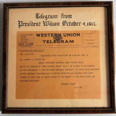 Telegraph from Woodrow Wilson