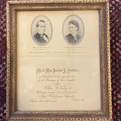 Wedding Invitation for William McKinley and Ida Saxton