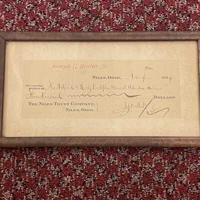 Check to McKinley Memorial from J.G. Butler