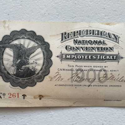 1900 Republican National Convention Employee ticket