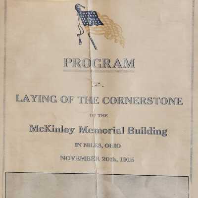 Program from cornerstone laying at McKinley Memorial