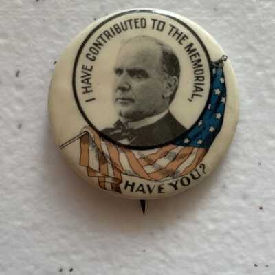 Red, Blue, and White Flag McKinley Memorial Button