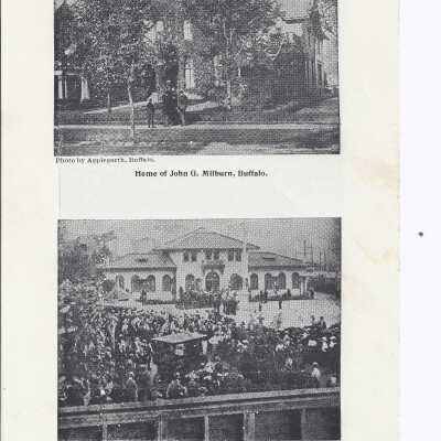 Supplement from the Canton Repository that has images associated with the assasination of President McKinley like the Temple of Music, the hospital where the president was taken, and the catafalque in the Capitol Rotunda.