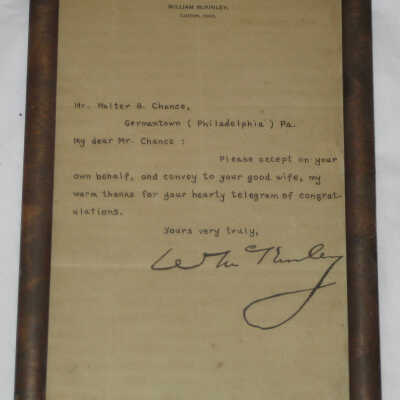 McKinley letter to Chance