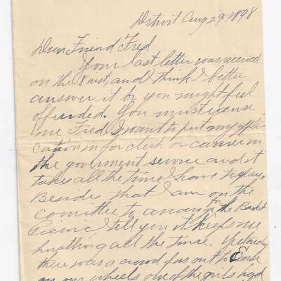 Letter to Fred Schmalzreidt from Wm. Rittra