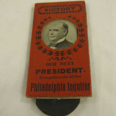 Red and black victory memorablilia for McKinley issued by the Philedelphia Inquirer.