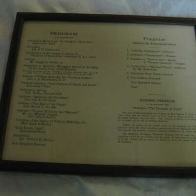 Program from dedication of the National McKinley Birthplace Memorial building October 5, 1917