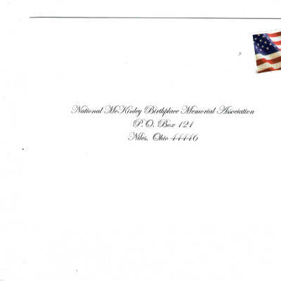 National McKinley Birthplace Memorial Centennial invitation response envelope