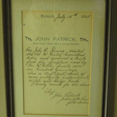 Letter from John Patrick
