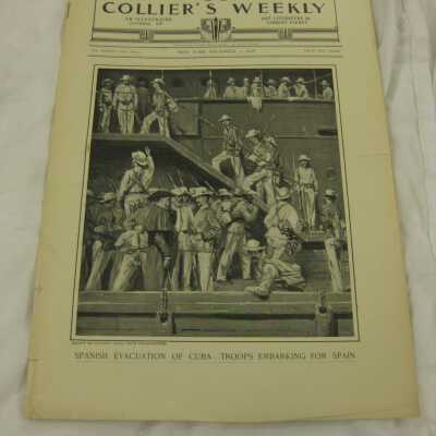Collier's Weekly, Vol. 22 No. 9, "Spanish Evacuation of Cuba-Troops Embarking For Spain."