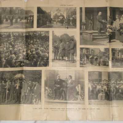 A page from the inside of Leslie's Weekly entitled "A Day with Major McKinley, Our Next President, at His Home in Canton, Ohio." Published on October 8, 1896