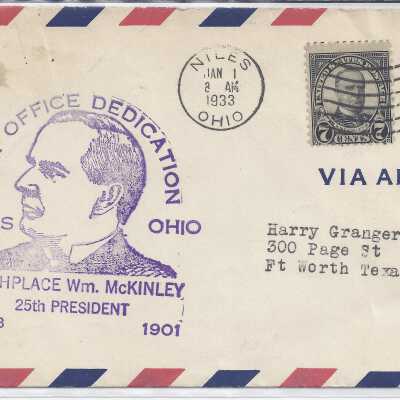 Niles Ohio Post Office Dedication Envelope