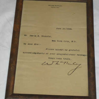 Letter from McKinley to Sickels