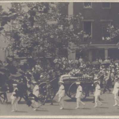 Soldiers walking along side William McKinley's coffin.