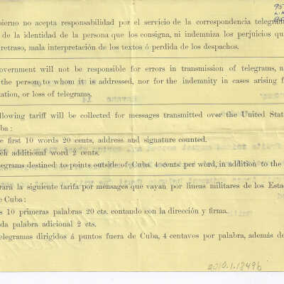 Telegram from Havana, Cuba to Quemados.