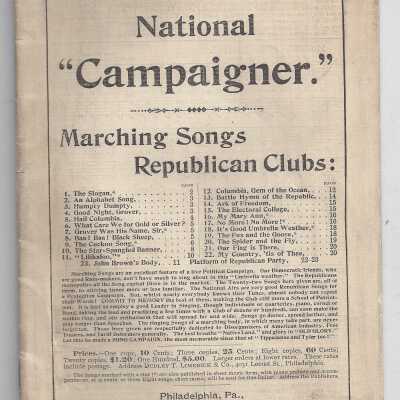National "Campaigner" Marching Songs of Republican Clubs.