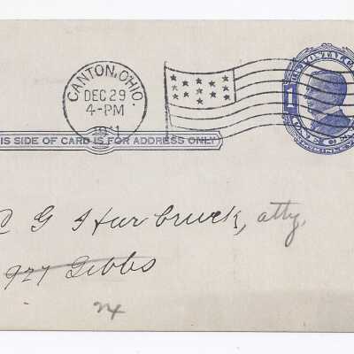 Canton Waterworks Bill paid January 30, 1912 for 927 Gibbs Canton, Ohio