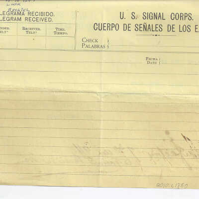 Telegram from Guanajay, Cuba Commissary to Quemados, Cuba.