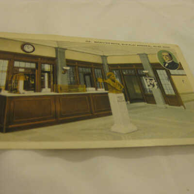 Postcard of receiving room in McKinley Memorial, Niles, Ohio