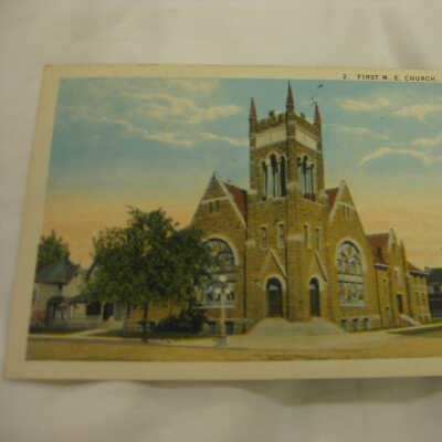 Postcard with image of First M.E. Church in Niles, Ohio