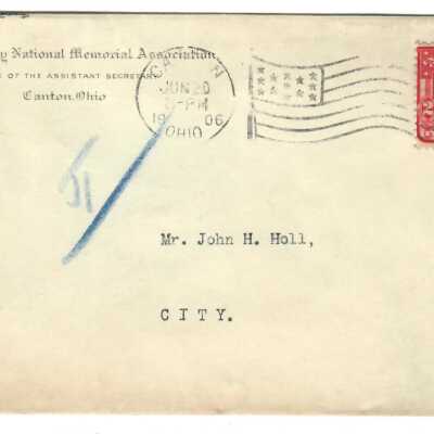 Envelope Addressed to John H. Holl from The McKinley National Memorial Association.