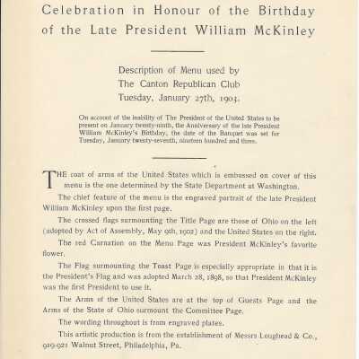 Canton Repbulican League Banquet Note