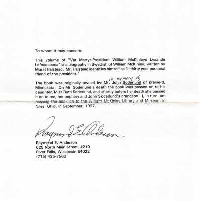 Letter of Provenance.
