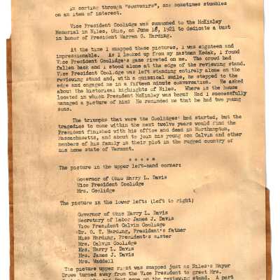 Letter from James A. Kreitler describing photographs.