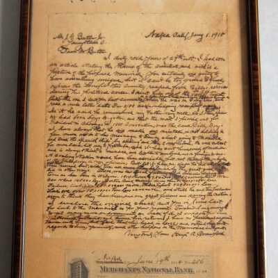Letter and check from Hugh Crawford