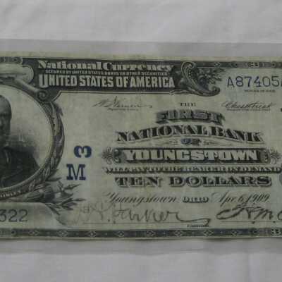 10 Dollar Bill From the First National Bank of Youngstown