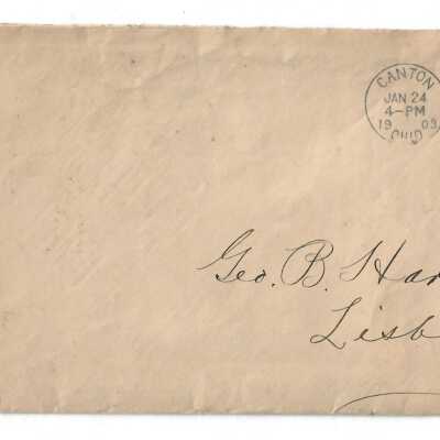 Envelope Addressed to Geo. B. HarveyWhich Contained the McKinley Banquet Seating Chart.