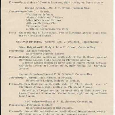 Memorandum for William McKinley Parade