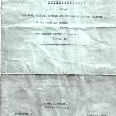 Photocopy of specifications for preparation for planting