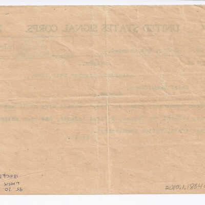 Dec 24,1899 telegram from Wilcox, Commissary at Guanajay, Cuba to Chief Commissary at Quemados